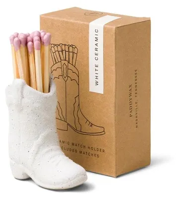 Productafbeelding van Paddywax NASVILLE COWBOY luciferhouder + 25 lucifers - wit