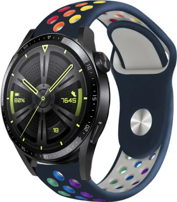 Produktbild von Strap-it Huawei Watch GT 3 46mm Sportarmband (Dunkelblau bunt)