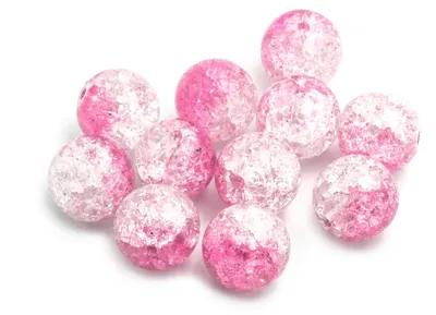 Produktbild von Vintageparts Crackle Glasperlen rund pink weiß 10 mm, 10 Stück
