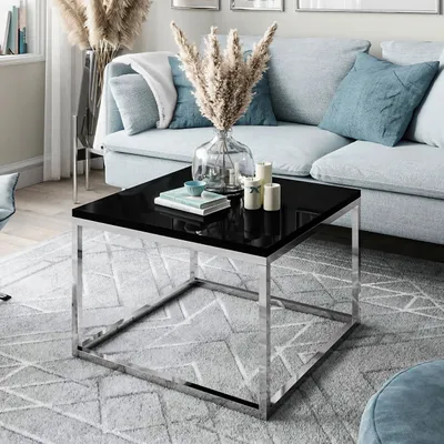Produktbild von Couchtisch Yoshi 2in1 Hochglanz mit Chromuntergestell Chrom / Schwarz hochglanz