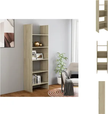 A tall, narrow bookshelf is shown in a room with a chair and a plant.