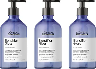 Produktbild von Serie Expert Blondifier Gloss Glanz Shampoo 3x500 ml