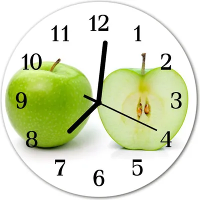Produktbild von Glasuhr Wanduhr Küchenuhr Echt-Glas 30fi cm Apfel  grün