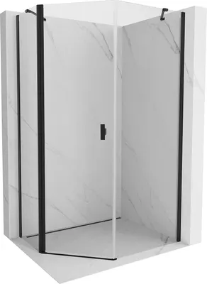 Produktbild von Mexen Mist asymmetrische fünfeckige Duschkabine, Schwingtür 90 x 100 cm, transparent, schwarz - 8A8-090-100-70-00