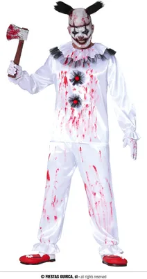 Produktbild von Clown Halloween Fasching Karneval Kostüm Grusel Horror Party Outfit, Größe: 48 - 50 (M) Farbe: Weiß