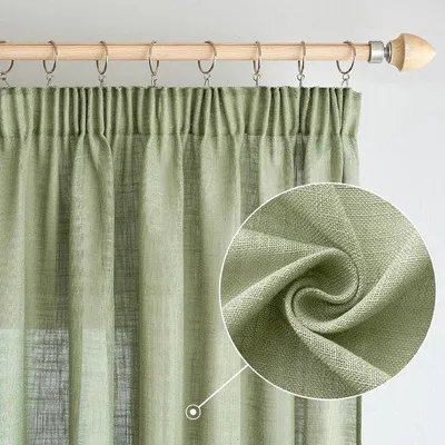 Produktbild von Famanu Vorhang mit Faltenband - Halbtransparent - Set von 2 - 140 x 225 cm - Grün
