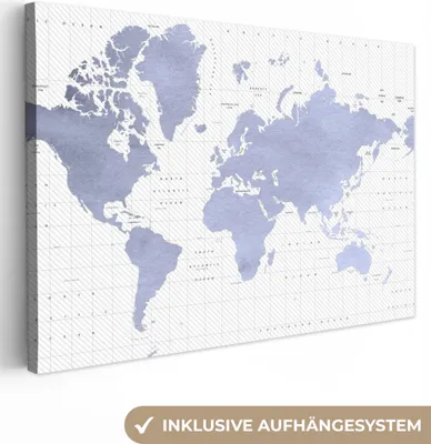 Produktbild von OneMillionCanvasses® - Leinwandbilder - 150x100 cm, Weltkarte - Blau - Meer, Wandbilder Kunstdruck Wanddekoration