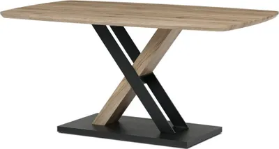 Obrázek produktu pro Stůl jídelní 160x90cm, MDF, 3D dekor dub san remo, kovové nohy, černý lak.