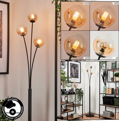 Produktbild von Lerici Stehlampe aus Metall/Glas in Schwarz/Bernsteinfarben/Klar