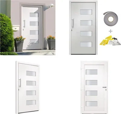 Immagine prodotto di vidaXL Porta d'ingresso in alluminio e PVC bianco 110x210 cm - Porta d'ingresso - Porte d'ingresso - Porte - Porte