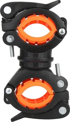 Produktbild von Taschenlampenhalter fuer Fahrrad-Frontlicht-Taschenlampenhalterung mit 360-Grad-Drehung Schwarz + Orange