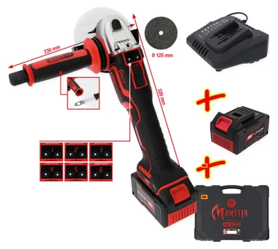Productafbeelding van eMONSTER Set van 4 borstelloze accu-haakse slijpmachines