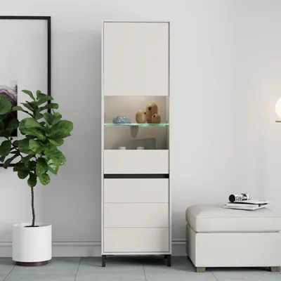 Immagine prodotto di Ovodda - Vetrina, 55x40x193h cm Bianco Crema, 4 Ripiani
