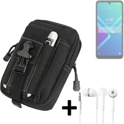 Produktbild von K-S-Trade Gürteltache + Kopfhörer kompatibel mit Wiko Y82 Gürtel Tasche Holster Schutz Hülle Handy Hülle  schwarz inkl. Extrafächer