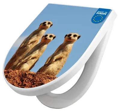 Produktbild von WC Sitz mit Absenkautomatik D Form Motiv Erdmännchenfamilie [TDW3 10297]