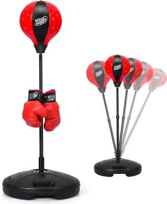 Produktbild von Punchingball Standbox höheverstellbar 81-123 cm, Standboxball mit Boxhandschuhen & Pumpe, Boxen Set, Stehendes Boxsack für Kinder & Erwachsene