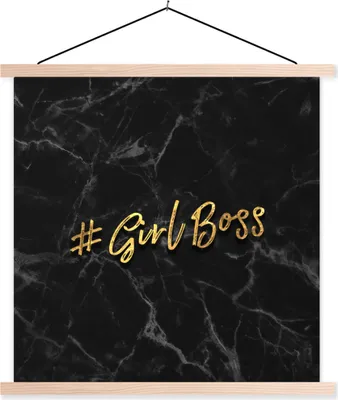 Produktbild von MuchoWow® Textilposter Zitate - Mädchen - Gold - Marmor 60x60 cm mit holzfarbenen Rahmen - Wanddekoration