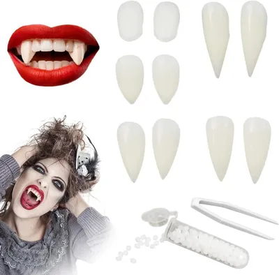 Productafbeelding van Vampiertanden - Vampiertandset - Griezelige make-up - Kostuum - Ideaal voor de decoratie van Halloween en carnaval