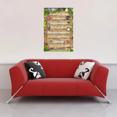 Produktbild von Motivational - Poster - In diesem Haus .. + 1 Packung tesa Powerstrips® - Inhalt 20 Stück