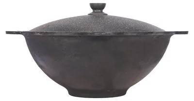 Produktbild von Kazan Topf 4,5 Liter aus Gusseisen, mit Deckel und flachem Boden, für Utschak geeignet, Outdoorküche Gulasch Kanone