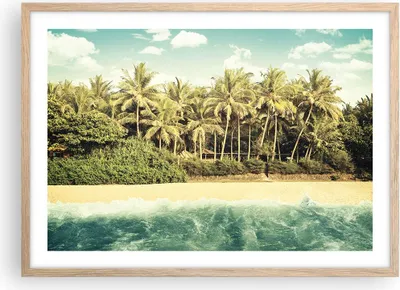 Produktbild von Gerahmtes Poster - Rahmen in heller Eiche - Natur Strand Palmen - 70x50 cm - Wand Bild - Wanddeko - Wandbilder - Kunstposter - Wandposter - Bilderrahmen - Bilder - Kunstdruck - P2NAA70x50-4915