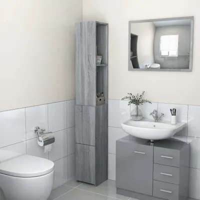 Produktbild von Badschrank Grau Sonoma 25x26,5x170 cm Holzwerkstoff