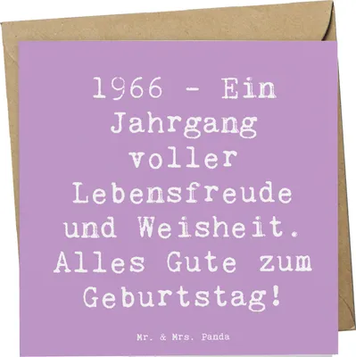 Produktbild von Mr. & Mrs. Panda Klappkarte Spruch 1966 Geburtstag - Lavendeltraum - Geschenk, Alter, faltkarte, Geburtsjahr, anlasskarte, handgefertigte Geschenke, Geburtstagsgeschenk