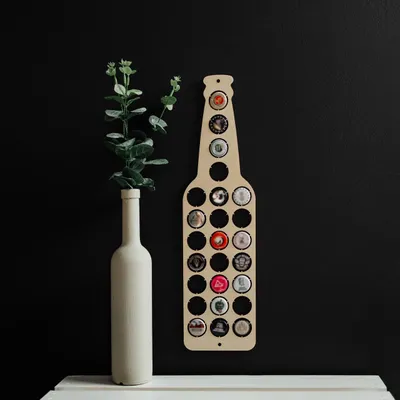 Produktbild von Creative Deco Bierflasche Kronkorken Sammler aus Sperrholz - Für 25 Flaschenverschlüsse