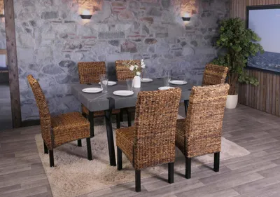 Obrázok produktu pre sada 6 jedálenských stoličiek Prútená stolička M69 Stolička BALI banánové prútie ~ tmavá, bez vankúša