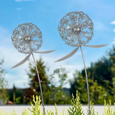 Obrázek produktu pro Dekorativní zahradní ozdoby, sada 2 kusů, design pampelišky, odolné povětrnostním vlivům