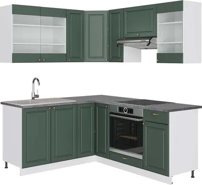 Productafbeelding van Hoekkeuken Vicco Fame-Line Groen-Goud Landhuis/Wit 190 x 160 cm, WB Antraciet, Model 42773
