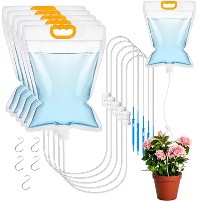 Immagine prodotto di 5 sacche per irrigazione a goccia da 3,5 litri, sistema automatico di irrigazione per piante da interno