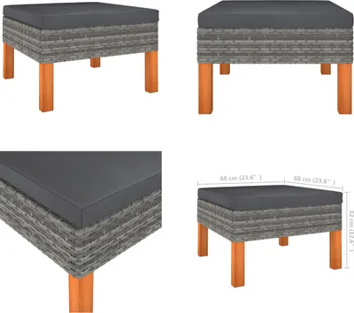 Produktbild von vidaXL Fußbank Poly Rattan und Eukalyptus Massivholz - Fußhocker - Garten-Fußhocker - Outdoor-Fußhocker - Gartenhocker