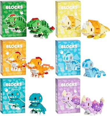 Produktbild von Mini Bausteine Dinosaurier Set 6 Stück, Lernspielzeug, für Kinder