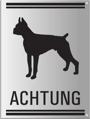 Produktbild von Warnschild - Achtung Hund Boxer | 200 x 150 mm gelocht Aluminium silber matt eloxiert