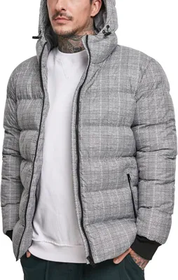 Produktbild von Urban Classics - Hooded Check Puffer Winterjacke grau - S