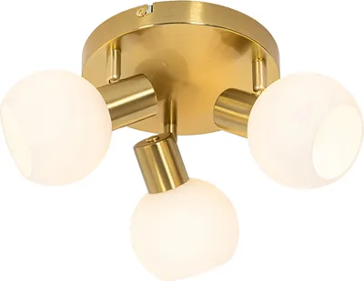Zdjęcie produktu dla QAZQA – reflektor sufitowy Art Deco złoty I mosiężny z opalizującym szkłem 3-punktowy regulowany strumień światła – Anouk I salon I sypialnia – okrągły – odpowiedni do żarówek LED E14