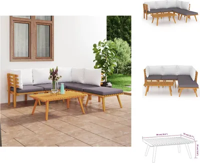 Produktbild von vidaXL 6-tlg. Garten-Lounge-Set mit Kissen Massivholz Akazie -  Gartenmöbel-Sets