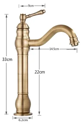 Produktbild von Badarmatur Waschbecken - Waschtisch Einhebelmischer - Einloch Deckmontage - Warm/Kalt Wasser - Wasserfall Auslauf - Retro Design - Antik Messing