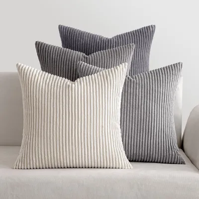 Produktbild von Set aus 4 Kordsamt Kissenbezügen 45x45 cm Dunkelgrau