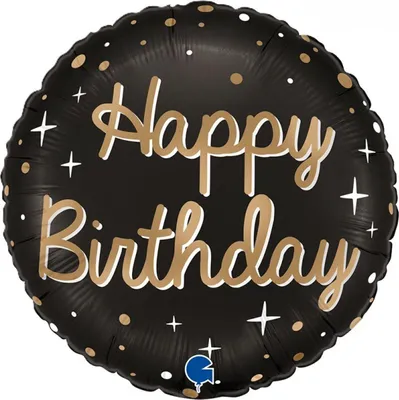 Produktbild von 18"/Ø46cm Folienballon "Sparkling Black" | Happy Birthday