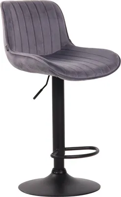 Obrázek produktu pro Sametová barová židle - Moderní design - Výškově nastavitelná a otočná o 360° | Barva: tmavě šedá, Barva podstavce: černá