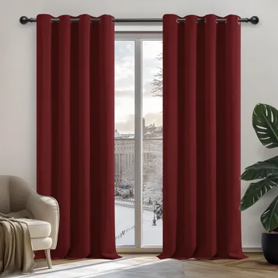 Image de Rideaux occultants Deconovo avec œillets, rideaux de porte, rideaux thermiques, couleur rouge