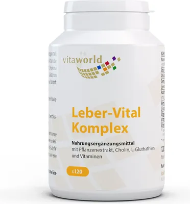 Produktbild von Vita World Leber-Vital Komplex | 120 Kapseln | mit Cholin, Mariendistel Extrakt und Silymarin | vegan | gluten- und laktosefrei
