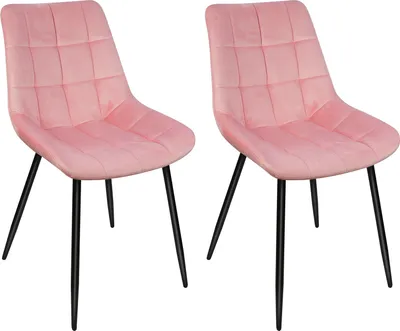 Produktbild von 2er Set Esszimmerstühle Küchenstuhl Polsterstuhl Wohnzimmerstuhl aus Samt mit Rückenlehne Rosa