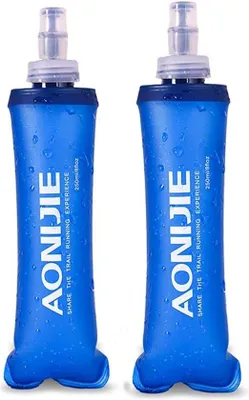 Produktbild von Unyqoos®️ 2 Stück TPU Faltbare Trinkflasche - BPA-frei - Weiche Flasche für Trinkrucksack, Fahrrad, Sport, Laufen, Fitness, Wandern, Klettern - 250 ml