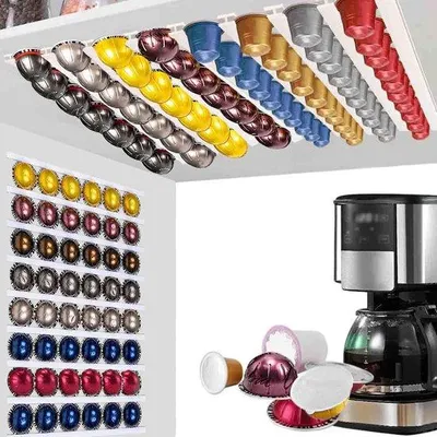 Immagine prodotto di Portachicchi di caffè - Scaffale per chicchi di caffè con porta-cialde, accessorio per la cucina e l'ufficio