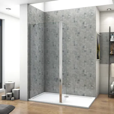 Produktbild von 70x200cm Walk in Duschwand+30x200cm Flipper Panel + 45cm Stabilisator 8mm NANO Seitenwand Duschwand Dusche Drehwand Bad