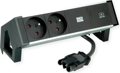 Produktbild von Bachmann Desk2 Alu Black 2Xute 1Xusbc 30W 0,2M Gst18
