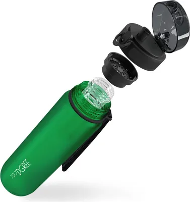 Produktbild von uberBottle softTouch Trinkflasche mit Fruchtbehälter 1000ml / Forest Green/ 720DGREE
